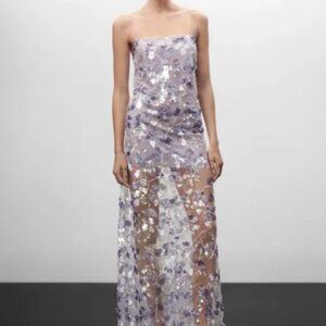 Mango x Jen Ceballos - Sequin Embroidered Dress purple